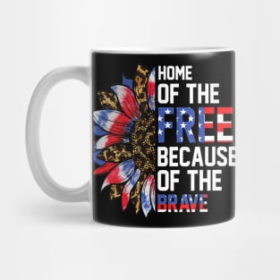 Home Of The Free Because Of The Brave Sunflower 4th Of July Mug